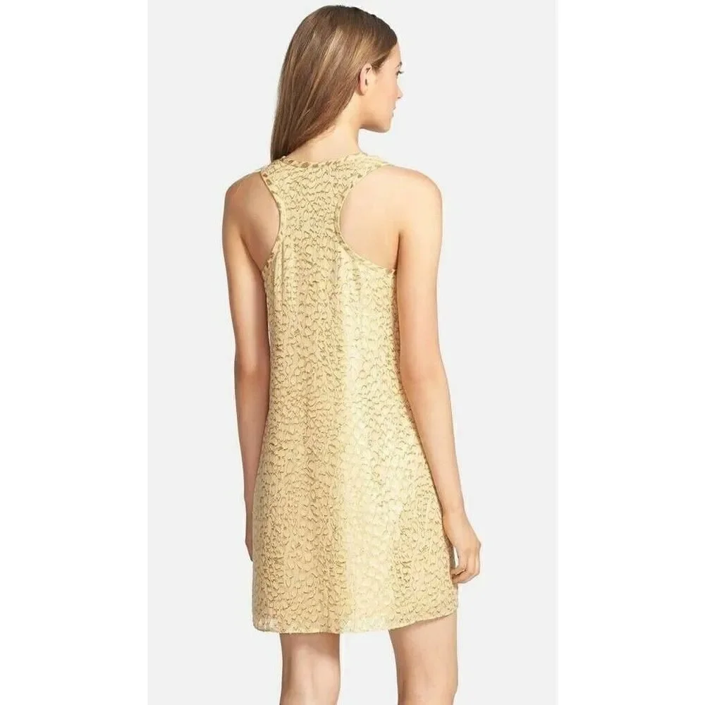 Lilly Pulitzer Silk Betty Metallic Gold Jacquard Packin Heat Chiffon Dress XS